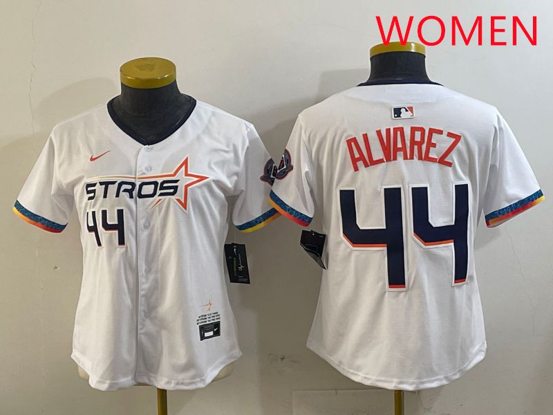Women Houston Astros 44 Alvarez White Fourth generation Joint Name 2025 Nike MLB Jersey style 1